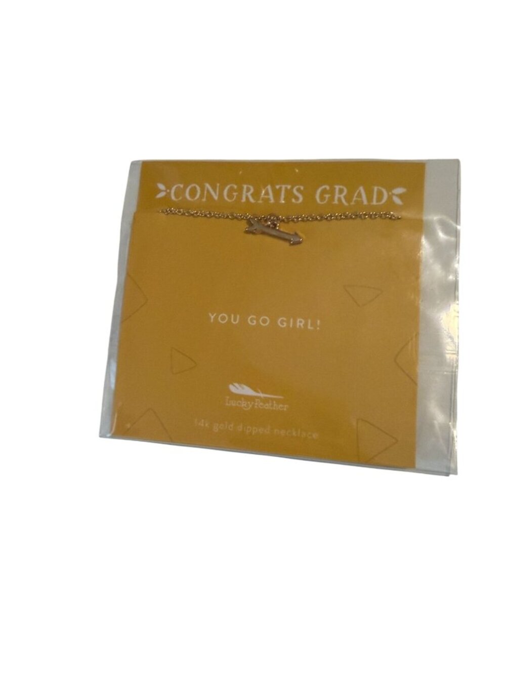 Lucky Feather Gold College, High School Graduation Congratulations Grad Necklace